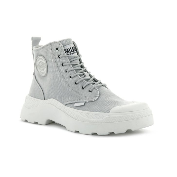 Palladium Pallakix Hi Canvas Men's Boots Light Grey | UK H879-INQ